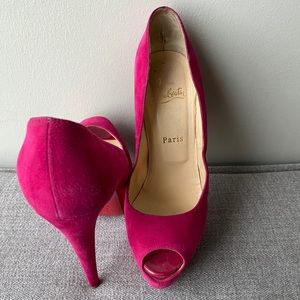Christian Louboutin- Suede Peep Toe-